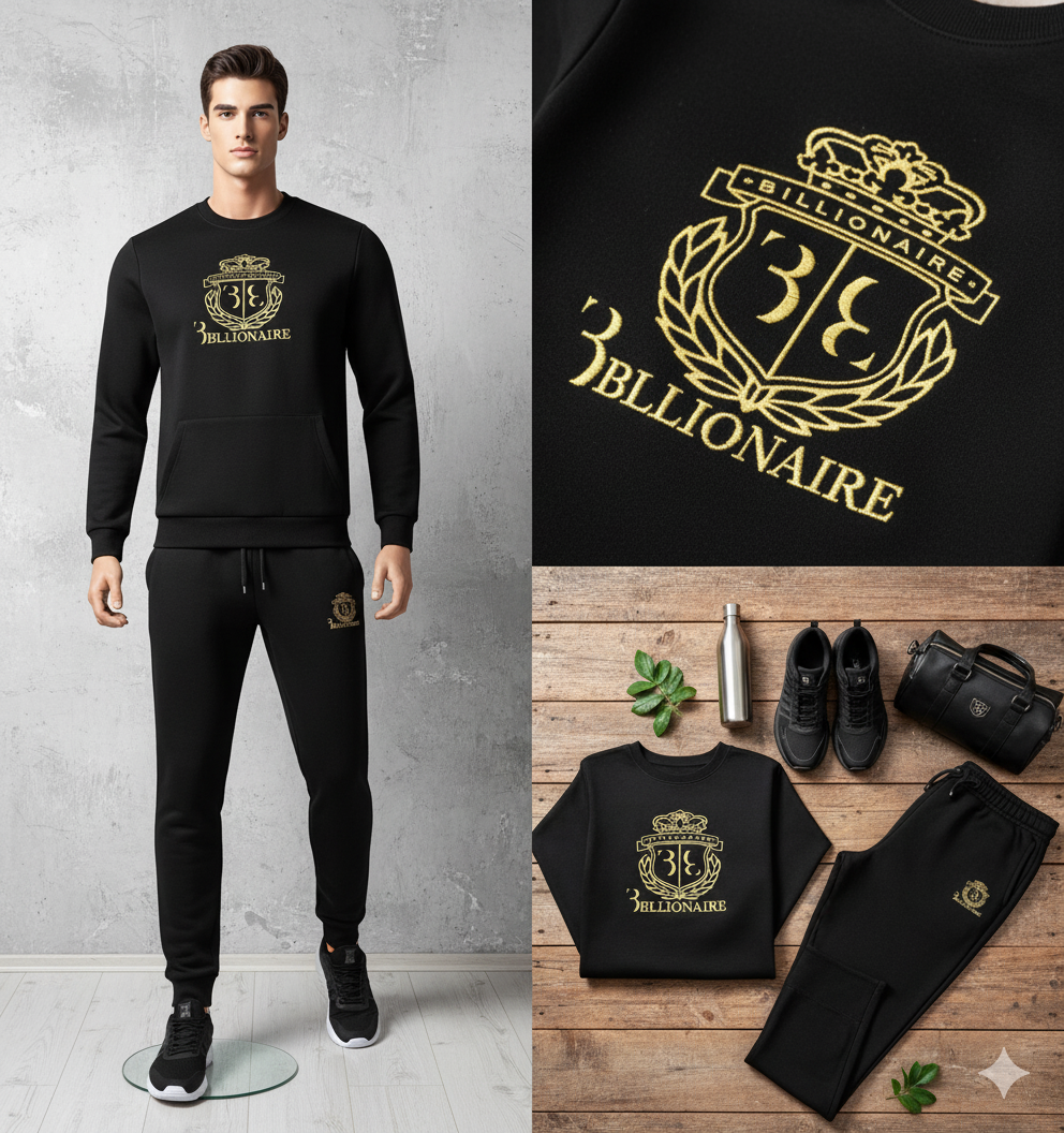 2 Pcs Men's Micro Printed Track Suit