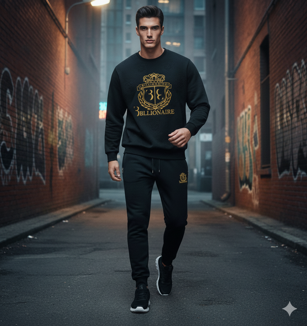 2 Pcs Men's Micro Printed Track Suit